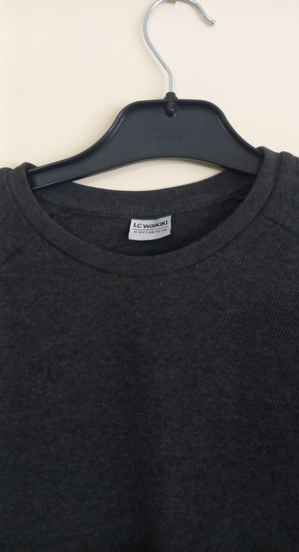 Siyah erkek Sweatshirt, Yuvarlak yaka - Görsel 2