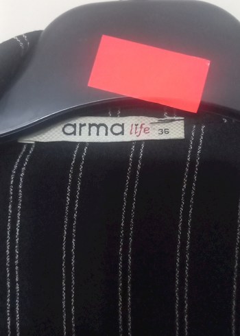 Siyah Çizgili Uzun Kadın Blazer Ceket - Görsel 3