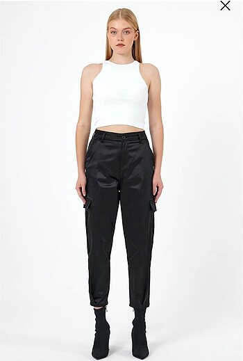 saten kargo cepli pantalon - Görsel 3