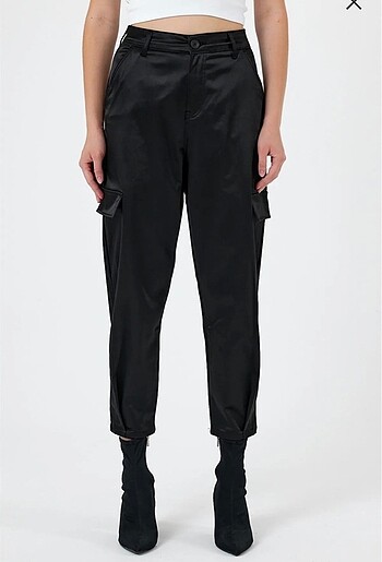 saten kargo cepli pantalon - Görsel 4