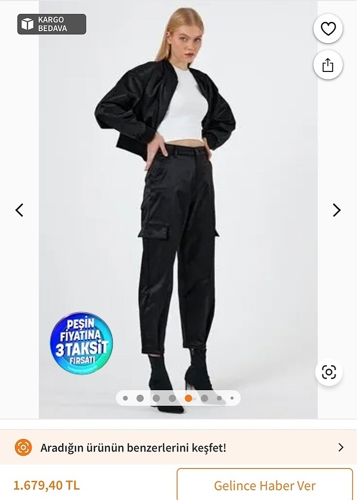 saten kargo cepli pantalon - Görsel 5