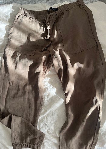 Bej Rahat Kesim Kadın Keten Pantolon - Görsel 2