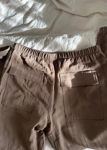 Bej Rahat Kesim Kadın Keten Pantolon - Görsel 4