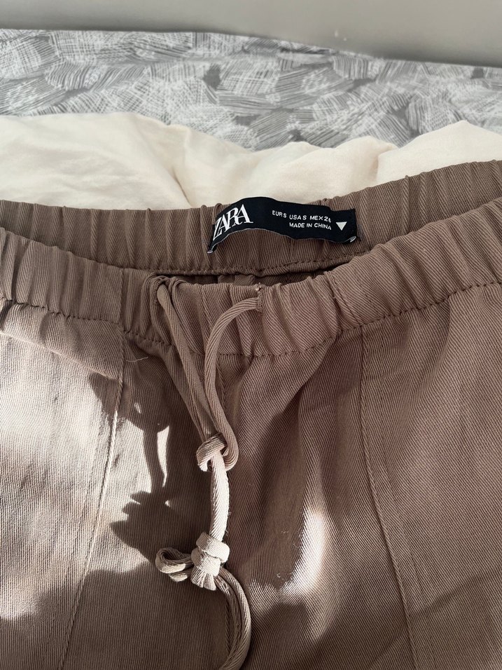 Bej Rahat Kesim Kadın Keten Pantolon - Görsel 3