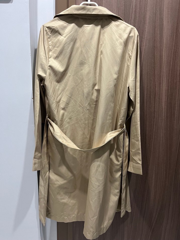 Bej Düğmeli Midi Kadın Trençkot - Görsel 3