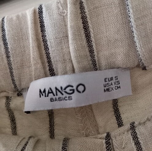 s Beden ten rengi Renk Orjinal mango çizgili keten pantolon