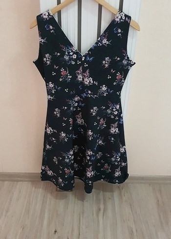 l Beden Lacivert Mini V Yakalı Kadın Elbise