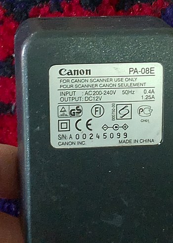 Beden Yeni ürün depo malı canon pa 08 a 12 v 1.25 a şarj aleti