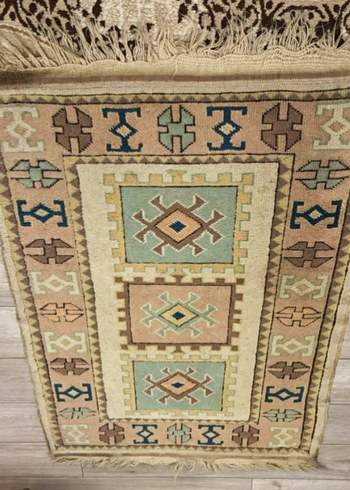 Eski yaşlı el dokuma Milas yün halı - Görsel 2