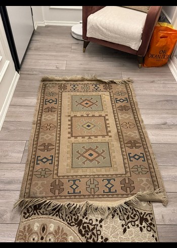 Eski yaşlı el dokuma Milas yün halı - Görsel 5