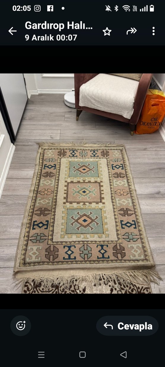 Eski yaşlı el dokuma Milas yün halı - Görsel 4