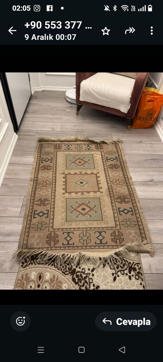 Eski yaşlı el dokuma Milas yün halı - Görsel 5