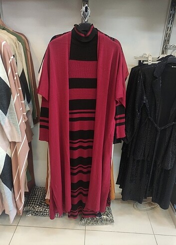xl Beden bordo Renk Triko elbise takım