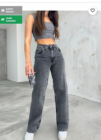 Kadın füme likralı wide leg jean 
