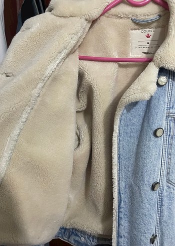 Peluş Detaylı Gri Kadın Denim Ceket - Görsel 3