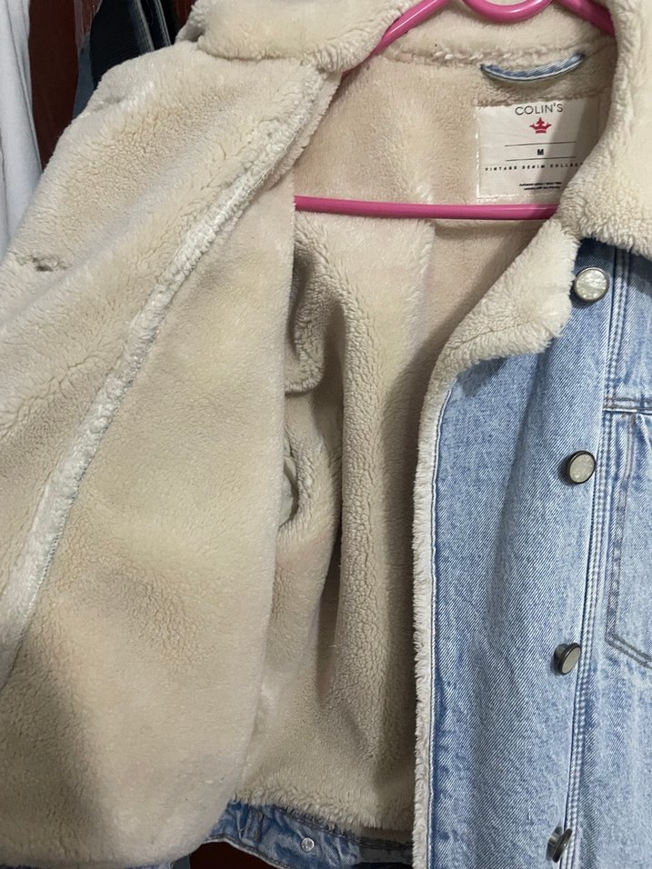 Peluş Detaylı Gri Kadın Denim Ceket - Görsel 3