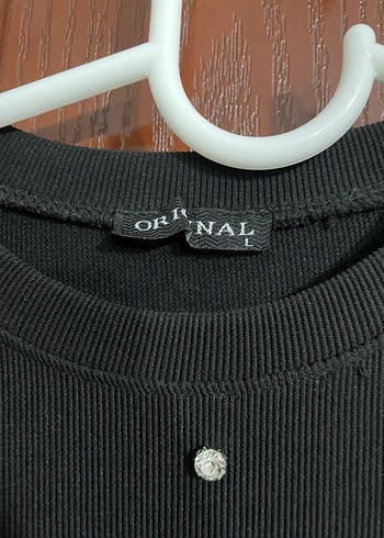 XHAN Siyah Taşlı Crop Bluz - Görsel 5