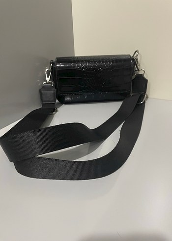 Krokodil Desenli Siyah Deri Kadın Çanta - Görsel 2