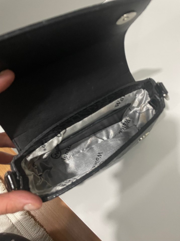 Krokodil Desenli Siyah Deri Kadın Çanta - Görsel 3