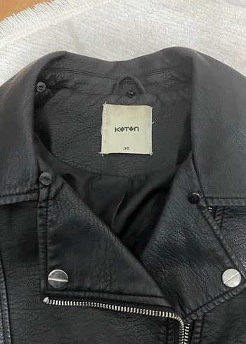 Siyah Deri Biker Ceket Kadın - Görsel 3