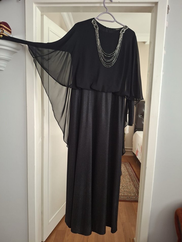 Siyah Uzun Kadın Abiye Elbise - Görsel 2