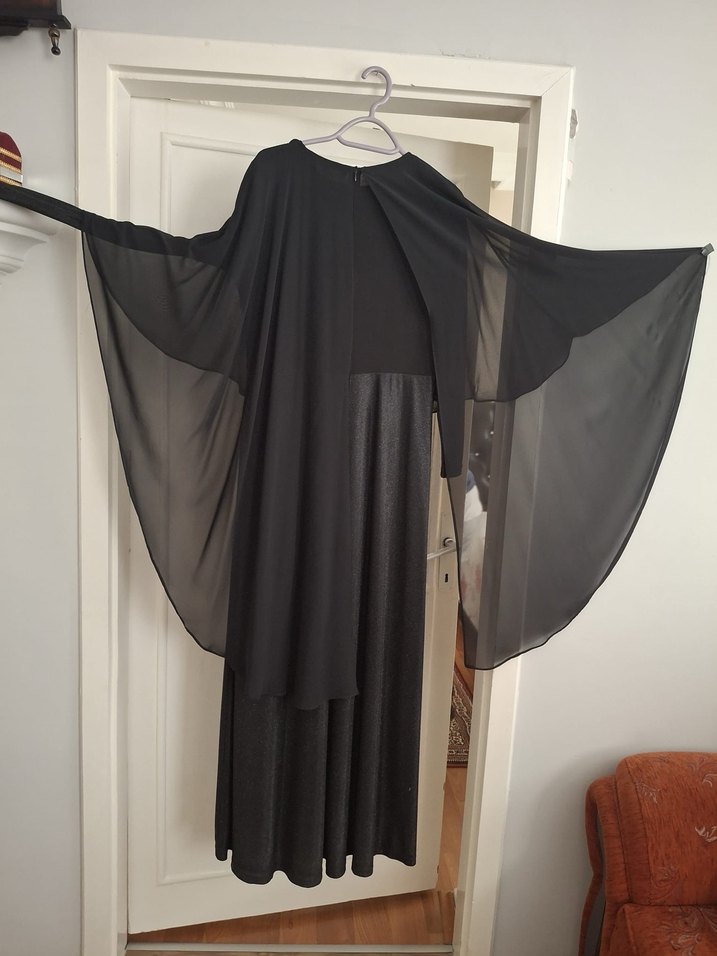 Siyah Uzun Kadın Abiye Elbise - Görsel 4