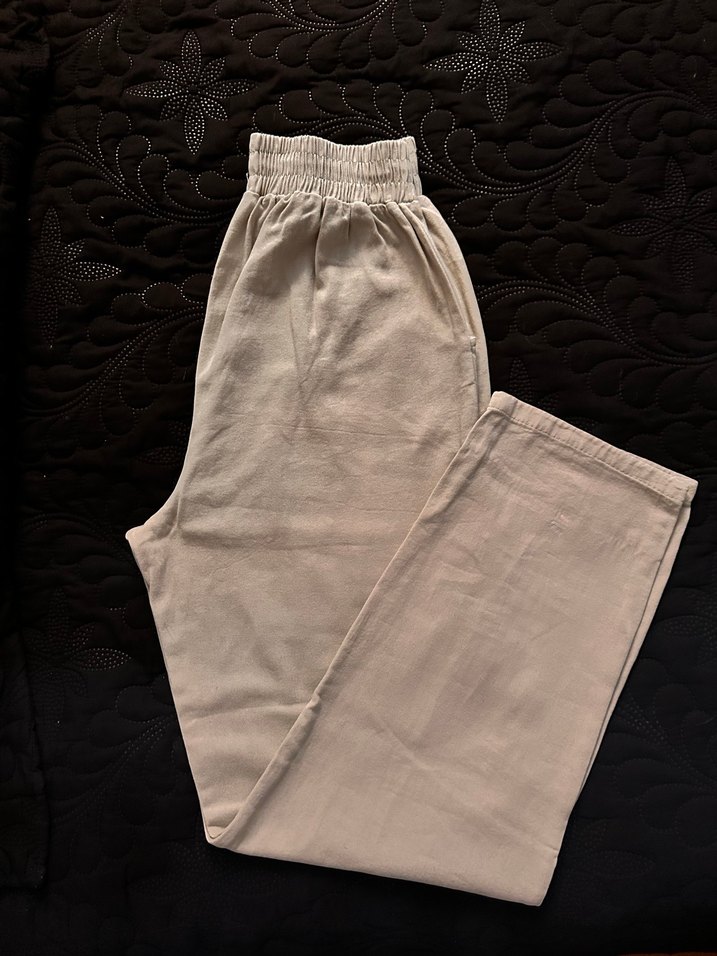 Bej Midi Pamuklu Kadın Pantolon - Görsel 2