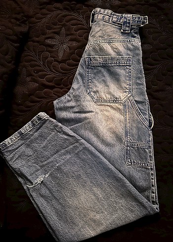 Bershka Düğmeli Gri Midi Jean - Görsel 3