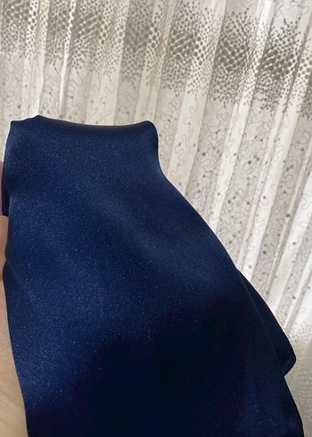 Lacivert Drapeli Uzun Abiye Elbise (Şal dahil) - Görsel 6