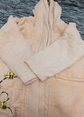 Nakışlı Kız Çocuk Polar Bornoz Bej - Görsel 3