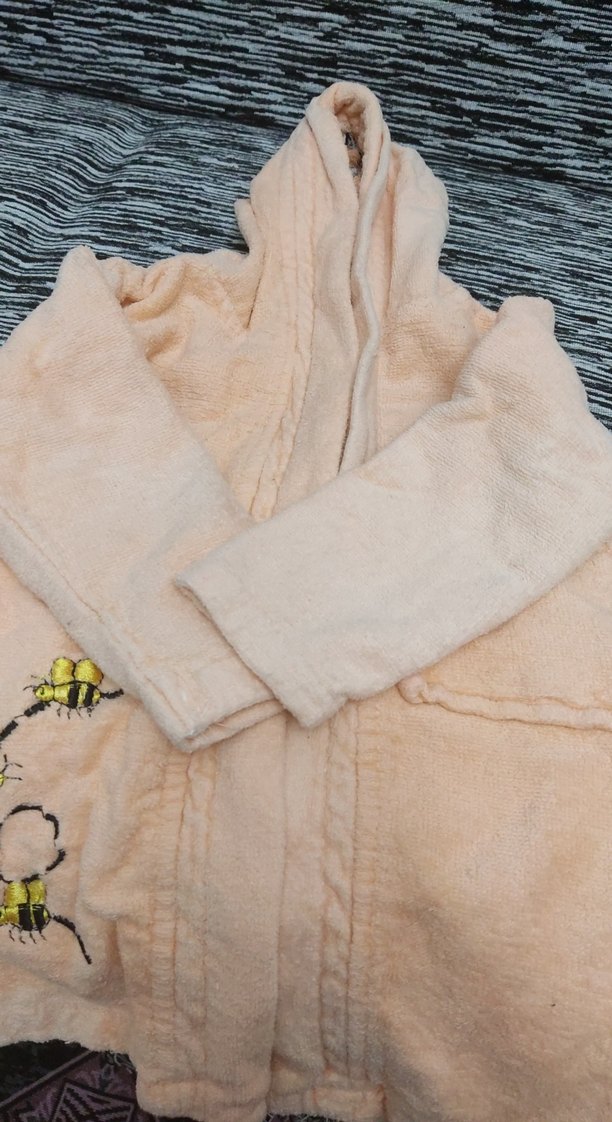 Nakışlı Kız Çocuk Polar Bornoz Bej - Görsel 3