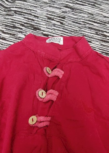 Kız Çocuk Fuşya Keten V yaka gömlek - Görsel 2