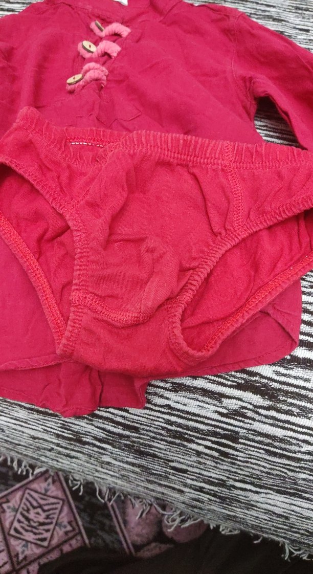 Kız Çocuk Fuşya Keten V yaka gömlek - Görsel 3