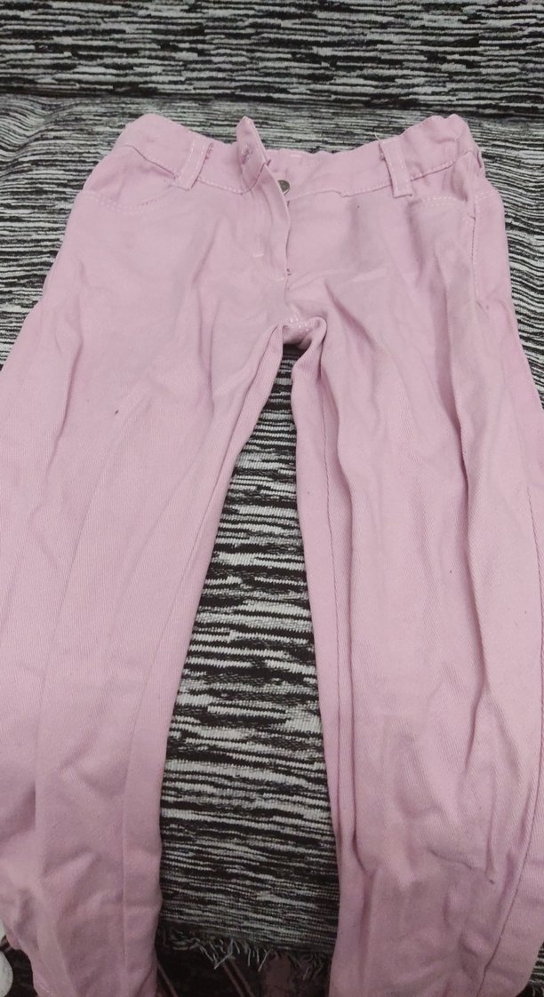 Kızlar için düğmeli pembe bol kesim pantolon - Görsel 2