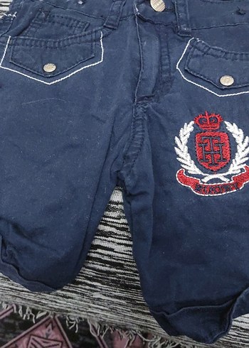 Gri Düğmeli Erkek çocuk Şort mavi 2li - Görsel 2