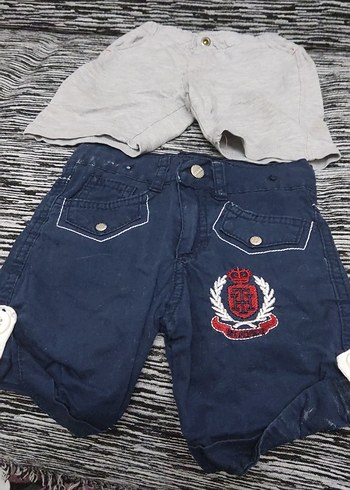 Gri Düğmeli Erkek çocuk Şort mavi 2li - Görsel 3