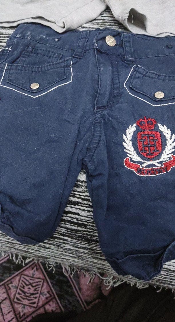 Gri Düğmeli Erkek çocuk Şort mavi 2li - Görsel 2