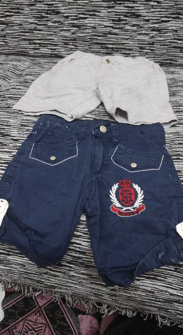 Gri Düğmeli Erkek çocuk Şort mavi 2li - Görsel 3