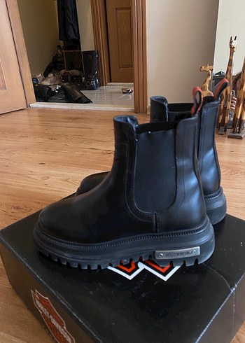 Harley Davidson Kadın Siyah Platform Topuklu Biker Bot