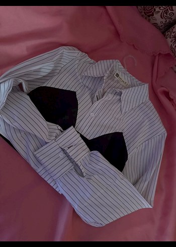 Düğmeli, Yakalı, İnce Çizgili gömlek - Görsel 2