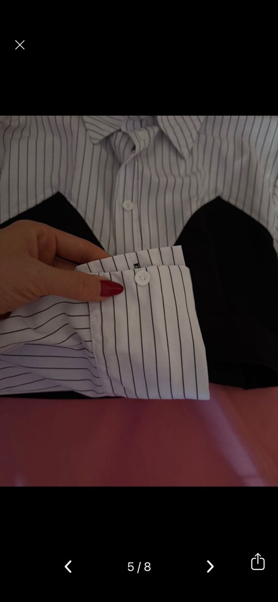 Düğmeli, Yakalı, İnce Çizgili gömlek - Görsel 5