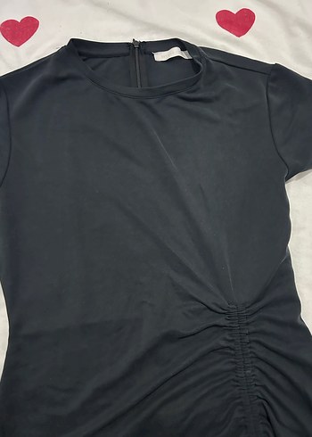 Siyah Uzun Drapeli Kadın Elbise - Görsel 2