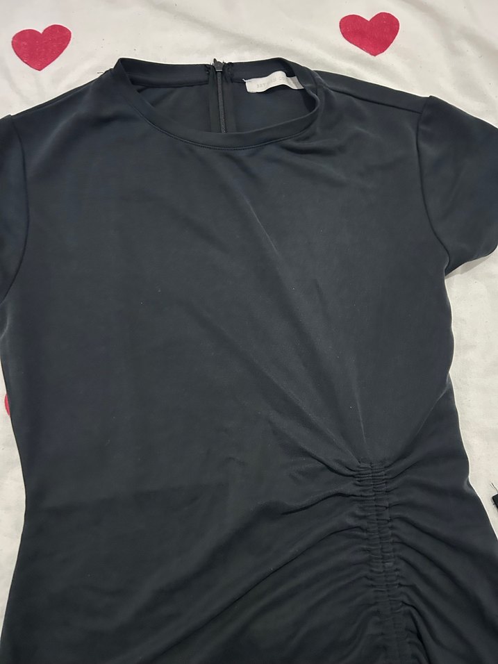 Siyah Uzun Drapeli Kadın Elbise - Görsel 2