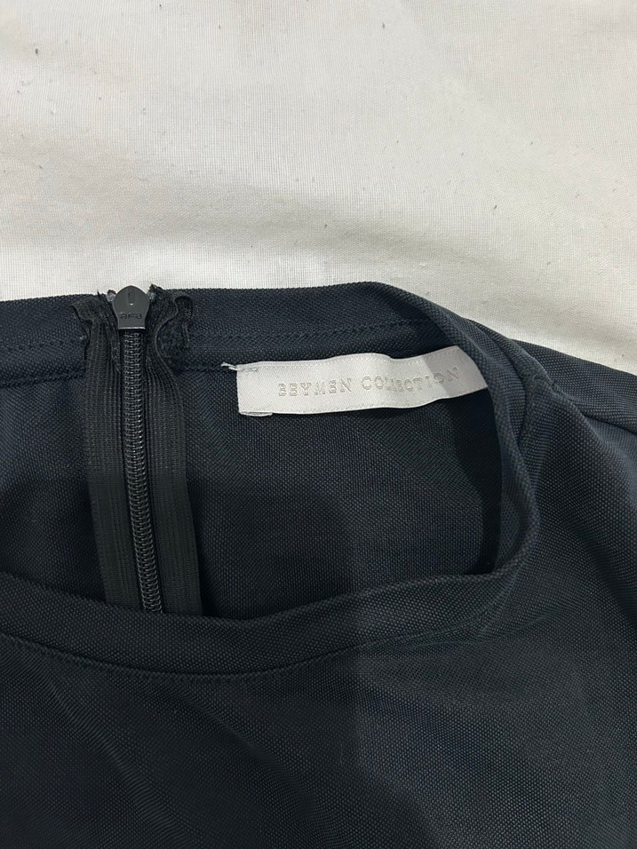 Siyah Uzun Drapeli Kadın Elbise - Görsel 3