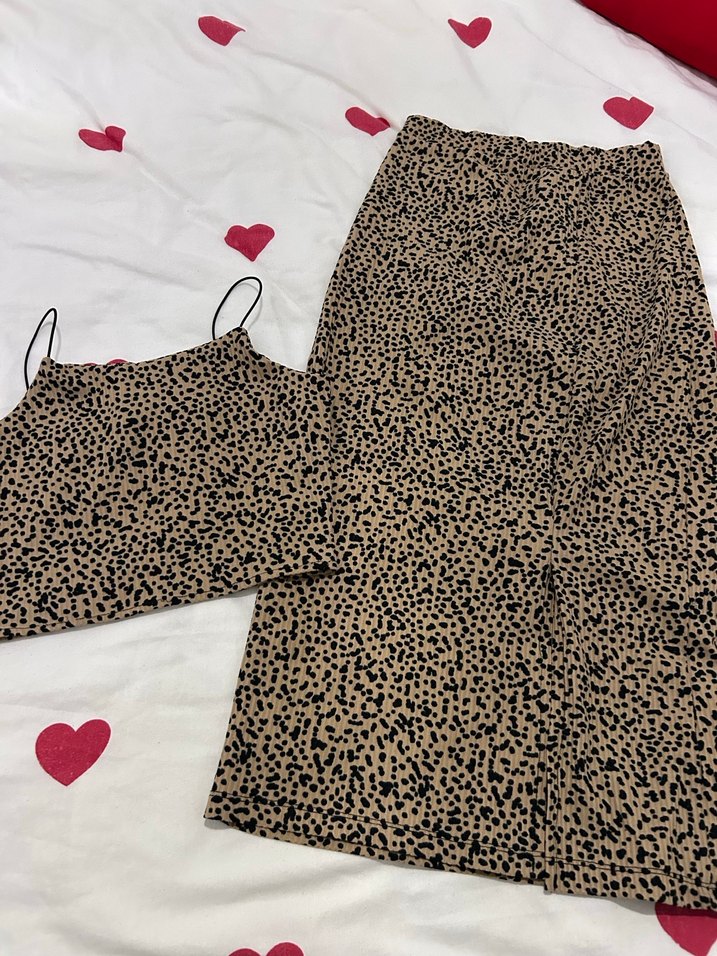 Leopar Desenli Uzun Drapeli ikili takım - Görsel 3