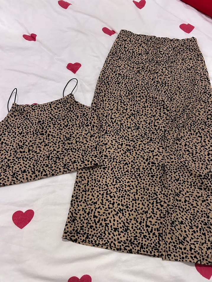 Leopar Desenli Uzun Drapeli ikili takım - Görsel 2