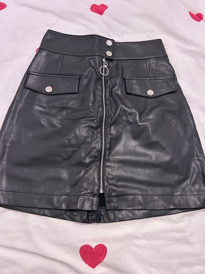 Siyah Deri Kemerli Mini Etek - Görsel 2