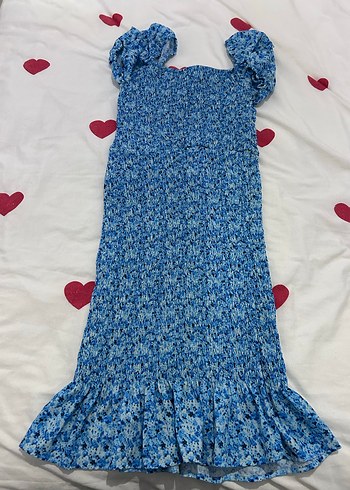 Mavi Bağlama Desenli Uzun Bohem Elbise - Görsel 2