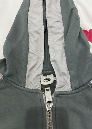 Gri Kapüşonlu Fermuarlı Kadın Ceket - Görsel 2