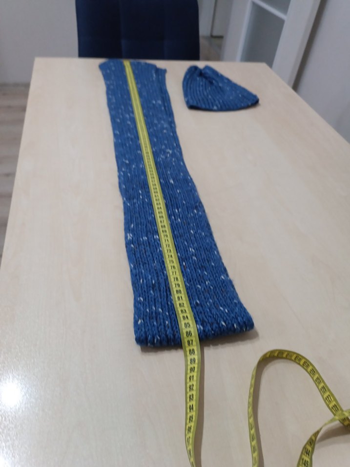 Mavi Melanj Örgü Bere ve atkı — görsel 4/6